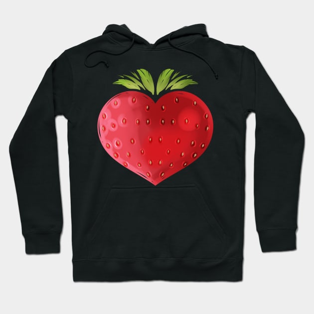 Strawberry In Heart Shape - Vegetarian - Go Vegan Hoodie by SinBle